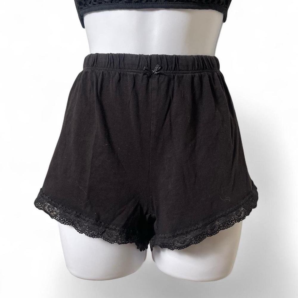 Y2K Black Lace Trim Mini Shorts